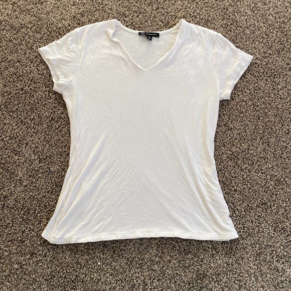 INC International Concepts Tops - Inc International White Lined Short Sleeve Top - Size XL